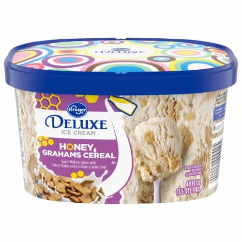 Kroger Deluxe Honey Graham Cereal Ice Cream Tub