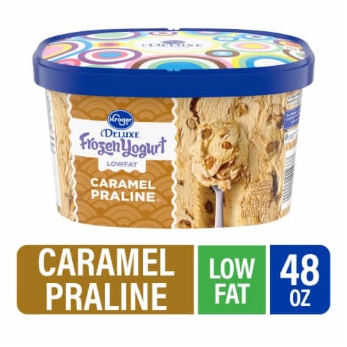 Kroger Deluxe Low Fat Caramel Praline  Yogurt Tub