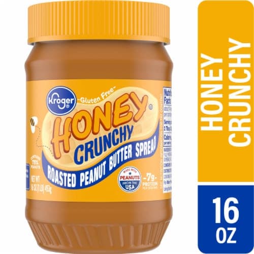 Kroger Roasted Peanuts & Honey Crunchy Peanut Butter Jar