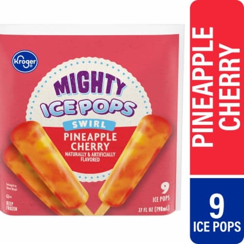 Kroger Pineapple Cherry Swirl Mighty Ice Pops
