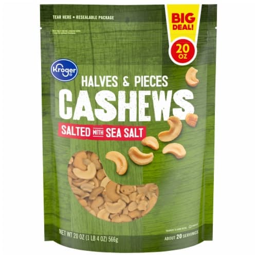 Kroger Salted With Seat Salt Halves & Pieces Cashew Nuts