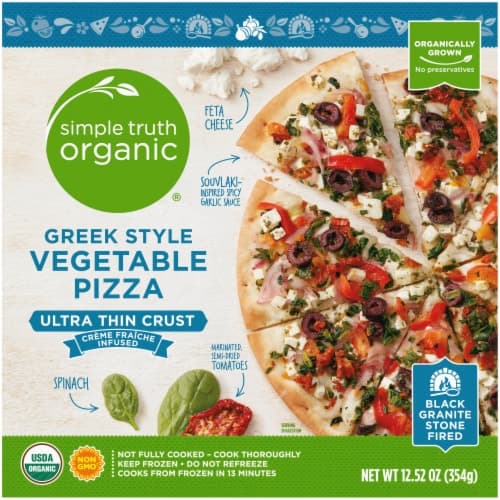 Simple Truth Organic Greek Style Vegetable Creme Fraiche Ultra Thin Crust  Pizza