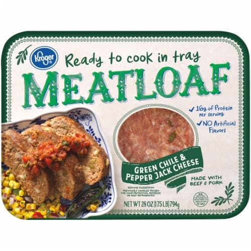 Kroger Green Chile & Pepper Jack Cheese Ready To Cook In Tray Meatloaf