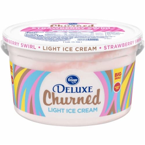 Kroger Deluxe Churned Strawberry Swirl Light Ice Cream