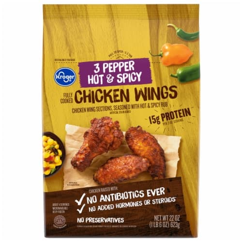 Kroger 3 Pepper Hot & Spicy Fully Cooked Chicken Wings