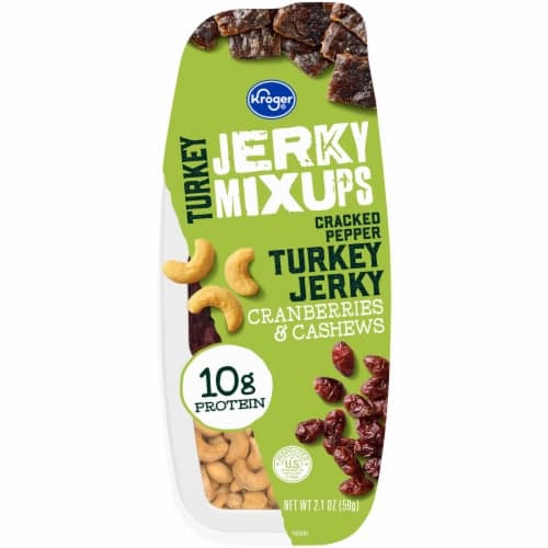Kroger Mixups Cracked Pepper Turkey Jerky Cashews & Dried Cranberries Snack