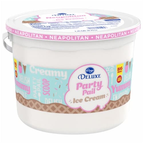 Kroger Deluxe Party Pail Neapolitan Flavored Ice Cream Family Size