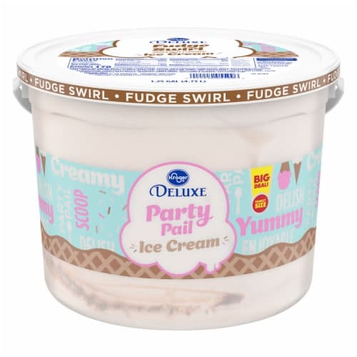 Kroger Deluxe Party Pail Fudge Swirl Flavored Ice Cream Family Size