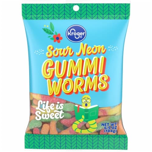 Kroger Sour Neon Gummi Worms Candy