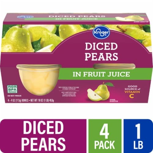 Kroger Diced Pear Cups In 100% Juice