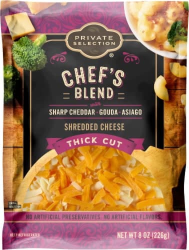 Private Selection Chef'S Blend Sharp Cheddar Gouda Asiago Thick Cut Shredded Cheese