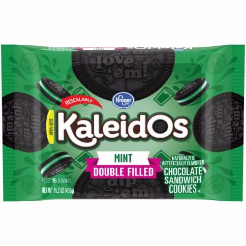 Kroger Kaleidos Mint Double Filled Chocolate Sandwich Cookies