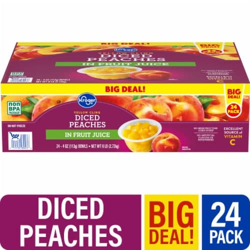 Kroger Yellow Cling Diced Peach Cups In 100% Juice Big Deal!