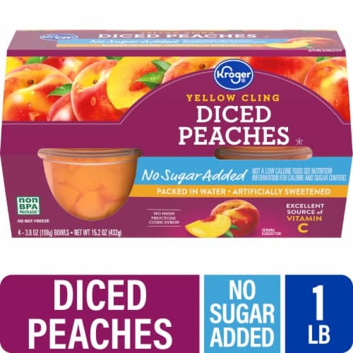 Kroger Yellow Cling Diced Peach Cups No Sugar Added