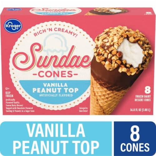 Kroger Fun Days Sundaes Vanilla Peanut  Dairy Dessert Cones
