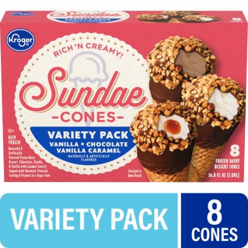 Kroger Fun Days Sundaes Variety Pack  Dairy Dessert Cones