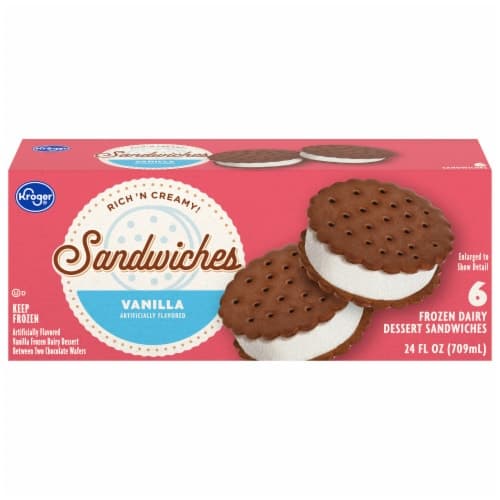 Kroger Big Wheels Vividly Vanilla Ice Cream Sandwiches