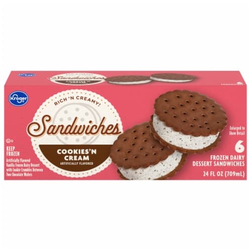 Kroger Big Wheels Cookies & Cream Ice Cream Sandwiches