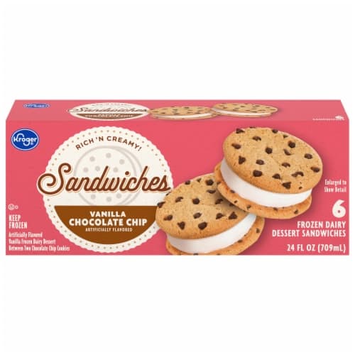 Kroger Big Wheels Chocolate Chip Cookie Ice Cream Sandwiches