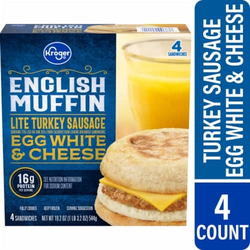 Kroger Lite Turkey Sausage Egg White & Cheese English Muffin