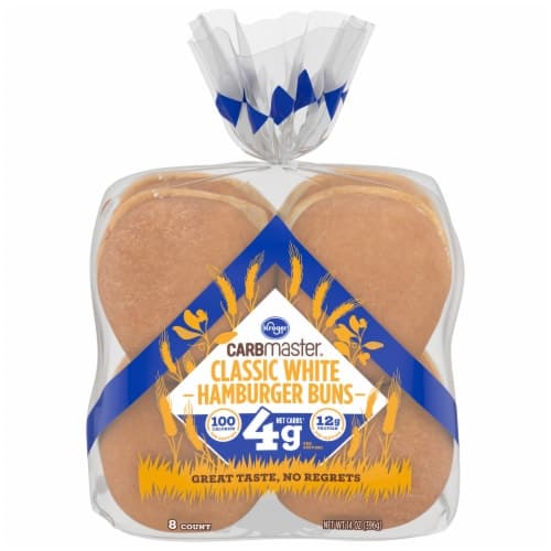 Kroger Carbmaster Classic White Hamburger Buns