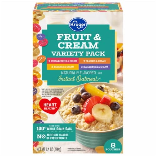 Kroger Fruit & Cream Naturally Flavored Instant Oatmeal Pouches Variety