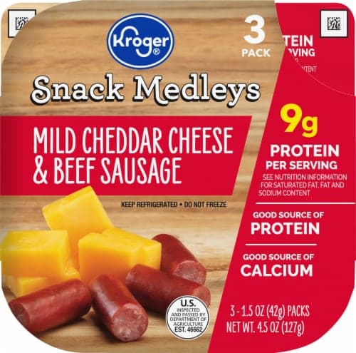 Kroger Mild Cheddar Cheese & Beef Sausage Snack Kit