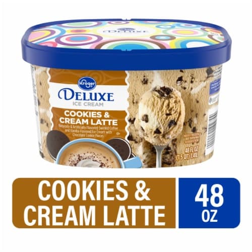 Kroger Deluxe Cookies & Cream Latte Ice Cream Tub
