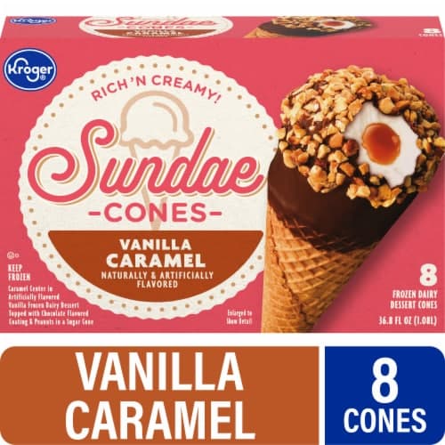 Kroger Fun Days Sundaes Vanilla Caramel  Dairy Dessert Cones
