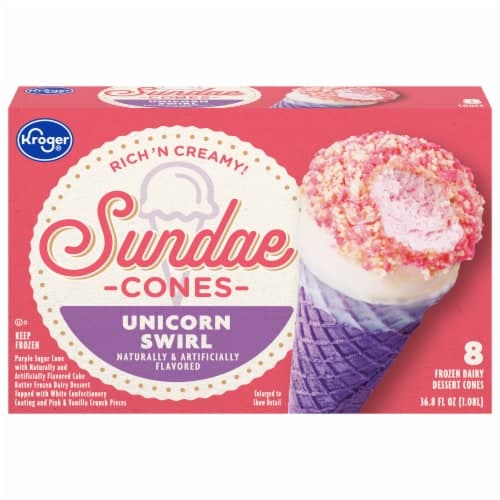 Kroger Fun Days Sundaes Unicorn Swirl  Dairy Dessert Cones