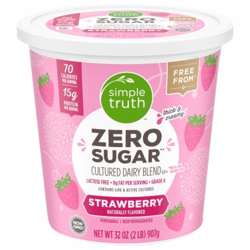 Simple Truth Zero Sugar Strawberry Lactose Free Cultured Dairy Blend Tub