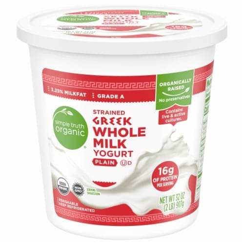 Simple Truth Organic Plain Whole Milk Greek Yogurt Tub