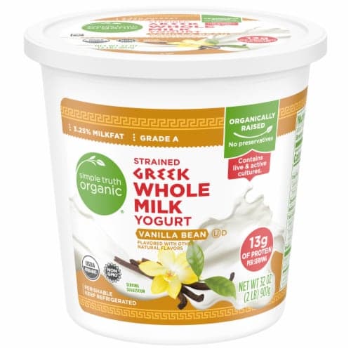 Simply Truth Organic Vanilla Whole Milk Greek Yogurt Tub