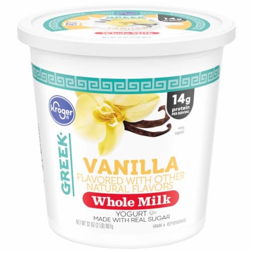 Kroger Vanilla Whole Milk Greek Yogurt Tub