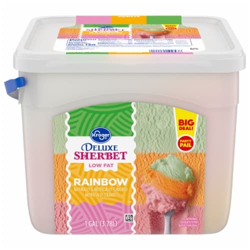 Kroger Deluxe Low Fat Big Deal! Rainbow Sherbet Tub