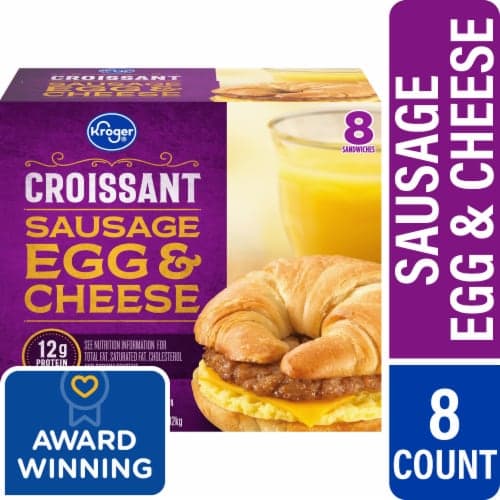Kroger Croissant Sausage Egg + Cheese Sandwiches