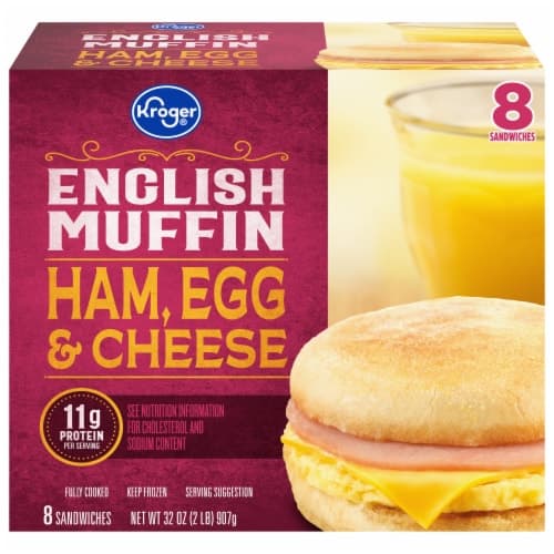 Kroger Ham Egg And Cheese English Muffin Breakfast Sandwich