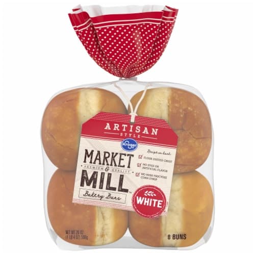 Kroger Market & Mill Artisan Style White Hamburger Buns