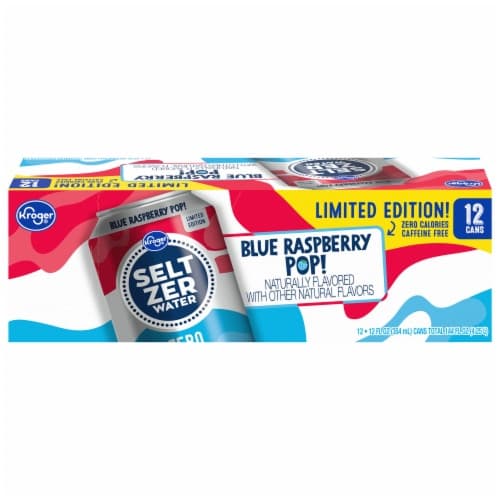 Kroger Naturally Flavored Blue Raspberry Pop! Seltzer Water