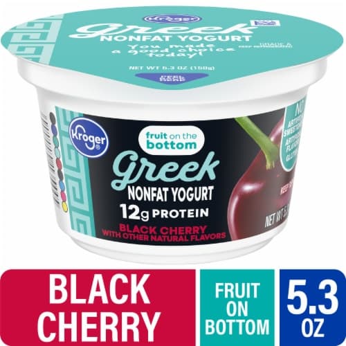 Kroger Fruit On The Bottom Black Cherry Nonfat Greek Yogurt