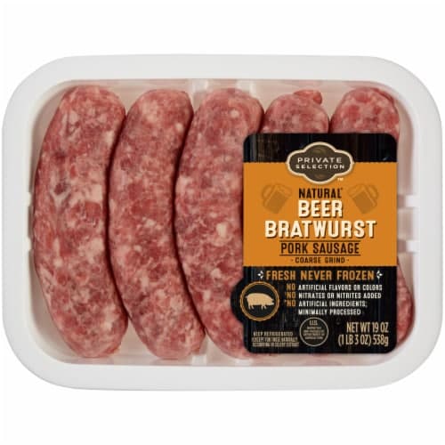Private Selection Natural Beer Bratwurst Pork Sausage Coarse Grind