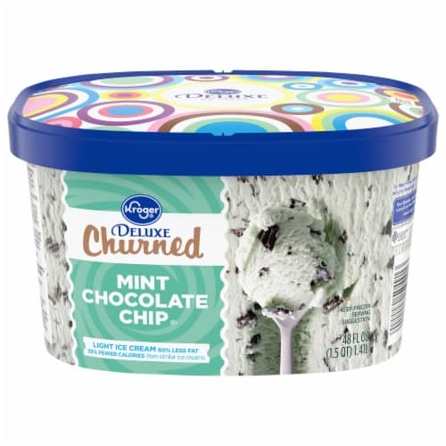 Kroger Deluxe Churned Mint Chocolate Chip Light Ice Cream