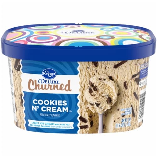 Kroger Deluxe Churned Cookies & Cream Light Ice Cream Tub