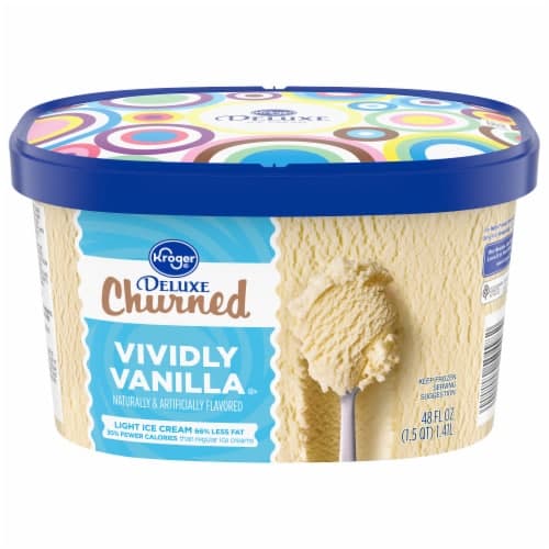 Kroger Deluxe Churned Vividly Vanilla Light Ice Cream Tub