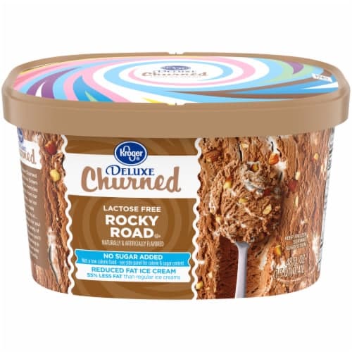 Kroger Deluxe Churned Lactose Free No Sugar Added Reduced Fat Rocky Road Ice Cream