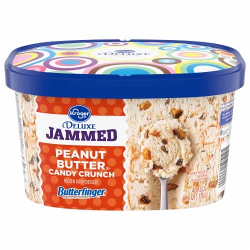 Kroger Jammed Peanut Butter Candy Crunch  Dairy Dessert Tub