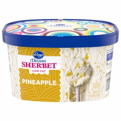 Kroger Deluxe Low Fat Pineapple Sherbet Tub