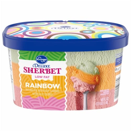 Kroger Deluxe Low Fat Rainbow Sherbet Tub