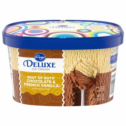 Kroger Deluxe Best Of Both Chocolate & French Vanilla Ice Cream Tub