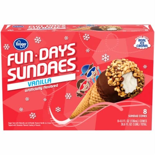 Kroger Fun Days Sundaes Vanilla Artificially Flavored Sundae Cones